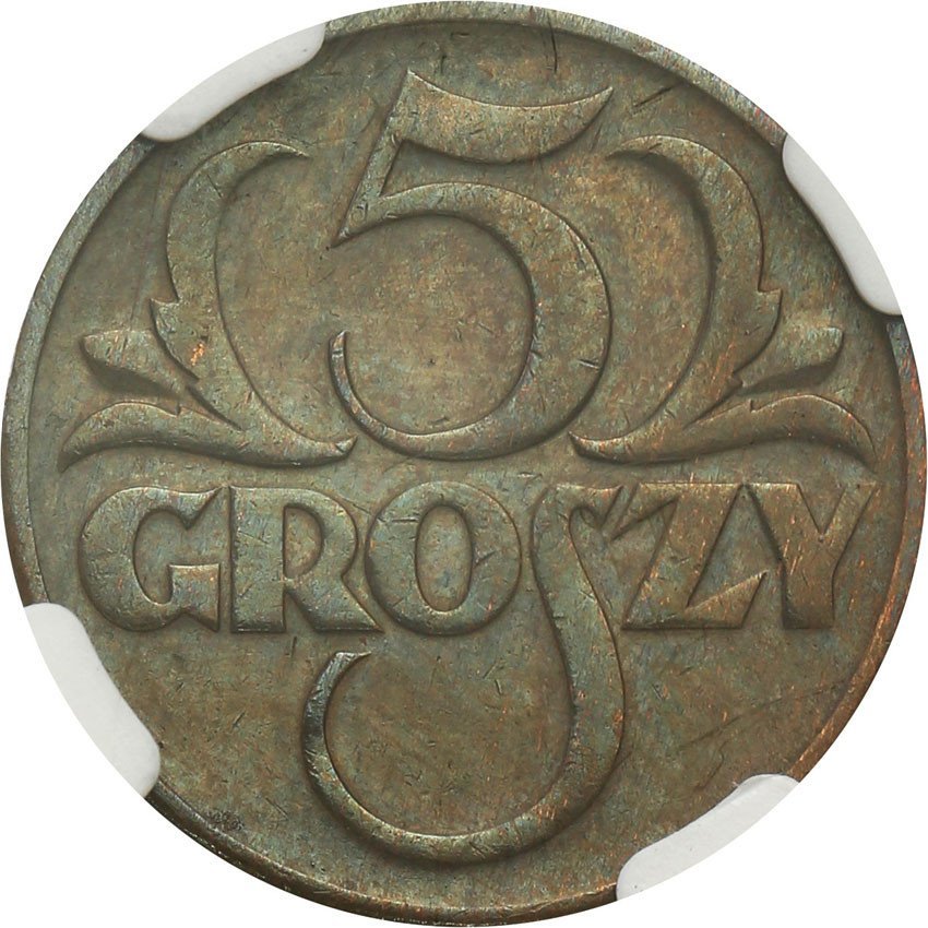 Polska II RP. 5 groszy 1934 NGC MS63 BN (2MAX)